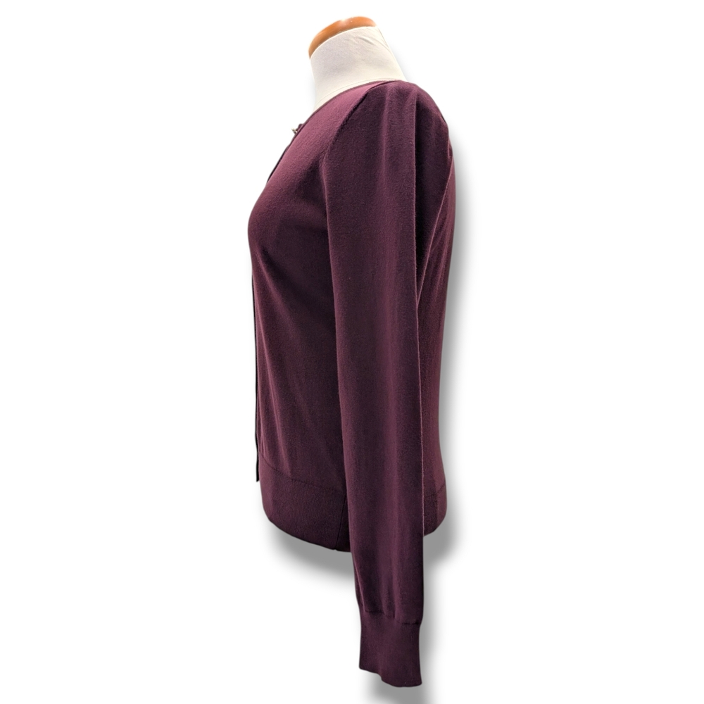 NWT Ann Taylor Factory Sz Small Women Burgundy|Purple Cardigan Soft Cotton|Nylon - Picture 12 of 16